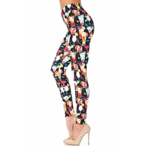 X-Plus Size Womens Creamy Soft Tropical Cocktails Leggings - Picture 3 of 6